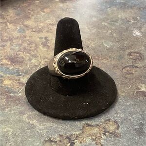 Sterling Silver Black Onyx Oval Statement Ring